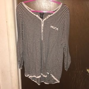 Stripped 3/4 length long sleeve tee